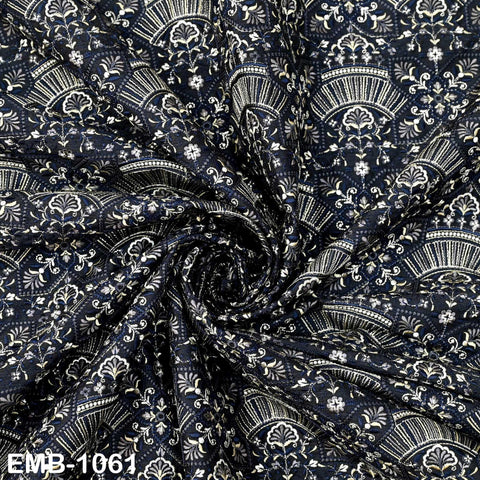 Embroidered Fabric Sewing DIY Crafting by the yard Indian Embroidery Wedding Dress Costumes Dolls Bags Cushion Covers Table Runners Blouses
