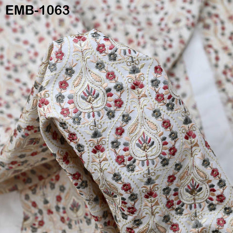 Indian Embroidery Fabric by the yard Embroidered Wedding Costumes Fabric Regency Reticules Victorian Handbags Marie Antoinette Junk Journals