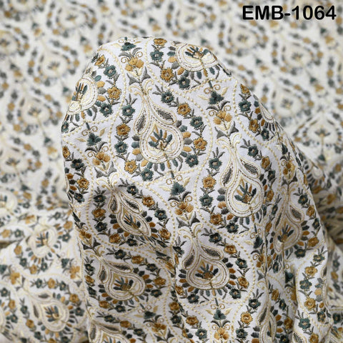 Indian Embroidery Fabric by the yard Embroidered Wedding Costumes Fabric Regency Reticules Victorian Handbags Marie Antoinette Junk Journals