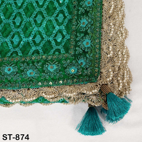 Indian Ethnic wear Green Dupatta, Women Embroidered Net Long Chunni, Bridal Veil, Lehenga Embroidery Stoles, Punjabi Dress Chunri Head Scarf