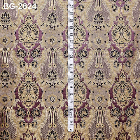 Mauve Banarasi Brocade Fabric by Yard, Blended Silk Dress Material, Sewing, Home Décor