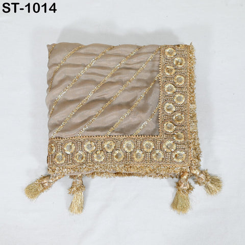 Beige Dupatta Women Chiffon Bridal Veil Handmade Wedding lehenga Heavy Chunni Gota Patti Sequin Scarf Indian Dress Gift Her Bridesmaid