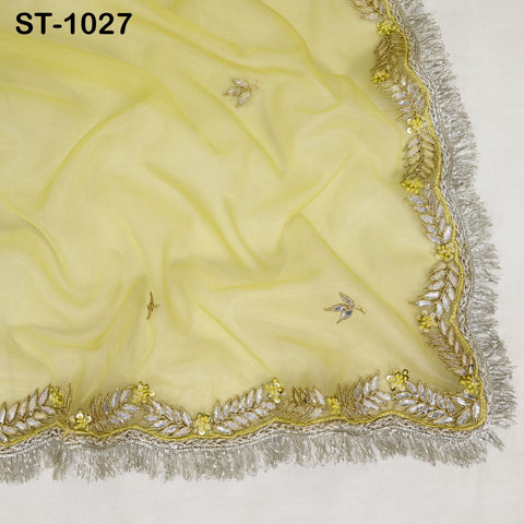 Gotta Patti Dupatta Hand Embroidery Organza Custom Designer Bridal Wedding Lehenga Women Chunni Veil Scarf Crafting Dress Gifts for Wife