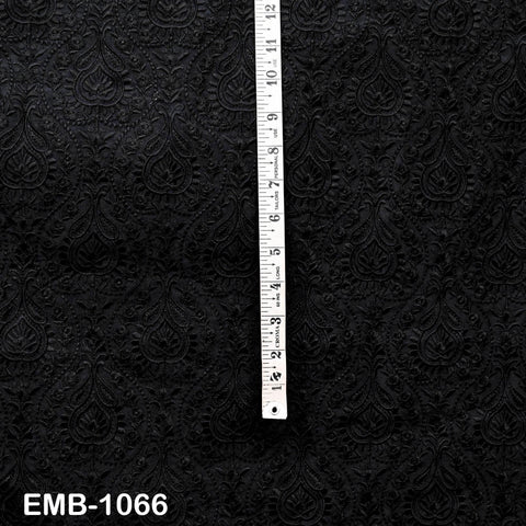 Black Indian Embroidery Fabric by the Yard – Viscose Dupioni for Costumes, Crafts