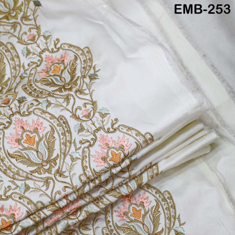 Embroidered Fabric by the yard Sewing DIY Crafting Indian Embroidery Wedding Dress Costumes Dolls Bags Cushion Covers Table Runners Blouses