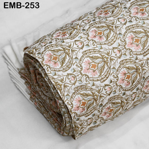 Embroidered Fabric by the yard Sewing DIY Crafting Indian Embroidery Wedding Dress Costumes Dolls Bags Cushion Covers Table Runners Blouses
