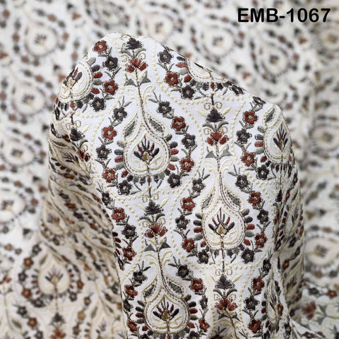 Indian Embroidery Fabric by the yard Embroidered Wedding Costumes Fabric Regency Reticules Victorian Handbags Marie Antoinette Junk Journals