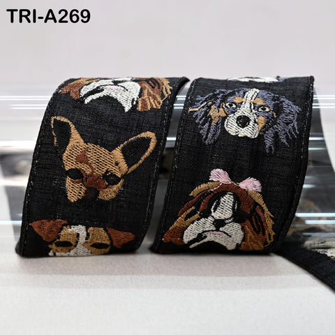 9 Yard Black Embroidery Trim, Dog Faces, Victorian Handbags, Journal Decor, 2 Inch Wide