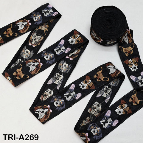 9 Yard Black Embroidery Trim, Dog Faces, Victorian Handbags, Journal Decor, 2 Inch Wide