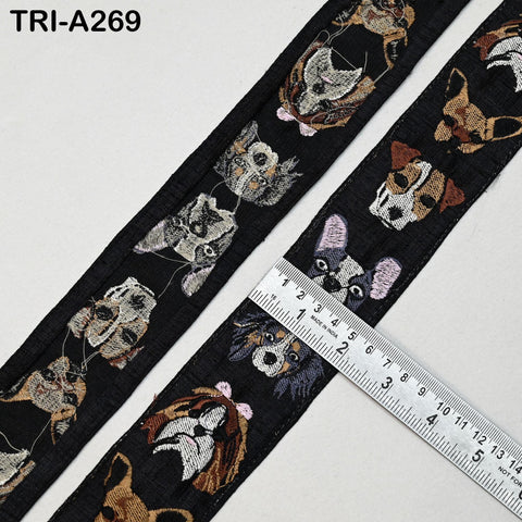 9 Yard Black Embroidery Trim, Dog Faces, Victorian Handbags, Journal Decor, 2 Inch Wide