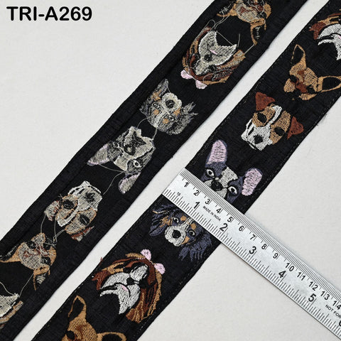 9 Yard Black Embroidery Trim, Dog Faces, Victorian Handbags, Journal Decor, 2 Inch Wide
