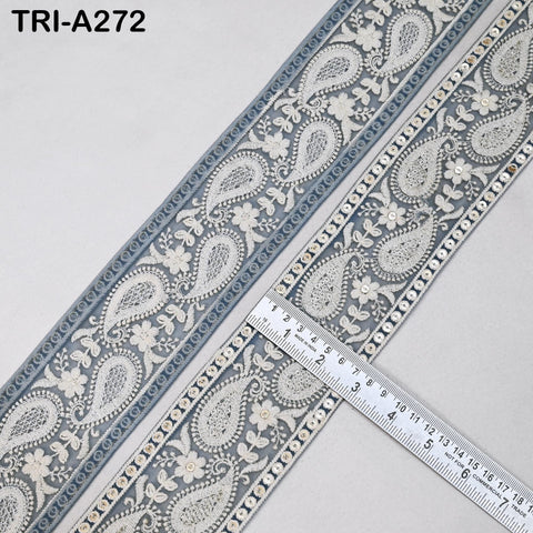 9 Yard Indian 7cm Embroidered Fabric Ribbon Trim Embellishment Cushions DIY Crafting Sewing Sari Border Wedding Saree Tape Embroidery Dress