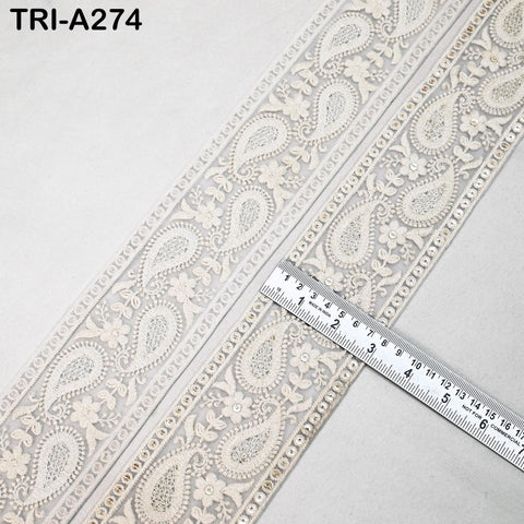 9 Yard Indian 7cm Embroidered Fabric Ribbon Trim Embellishment Cushions DIY Crafting Sewing Sari Border Wedding Saree Tape Embroidery Dress