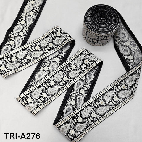9 Yard Indian 7cm Embroidered Fabric Ribbon Trim Embellishment Cushions DIY Crafting Sewing Sari Border Wedding Saree Tape Embroidery Dress
