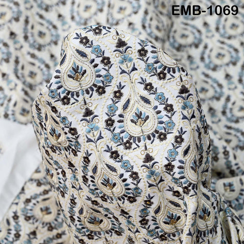 Indian Embroidery Fabric by the yard Embroidered Wedding Costumes Fabric Regency Reticules Victorian Handbags Marie Antoinette Junk Journals
