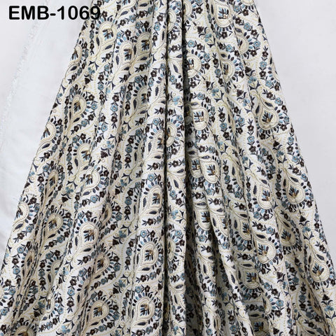 Indian Embroidery Fabric by the yard Embroidered Wedding Costumes Fabric Regency Reticules Victorian Handbags Marie Antoinette Junk Journals