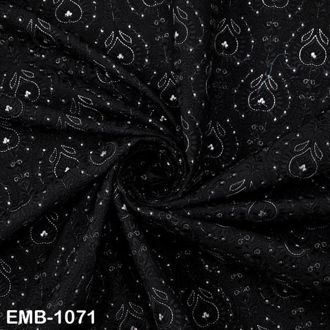 Black and Silver Indian Embroidery Fabric by the Yard – Viscose Dupioni for Costumes, Crafts