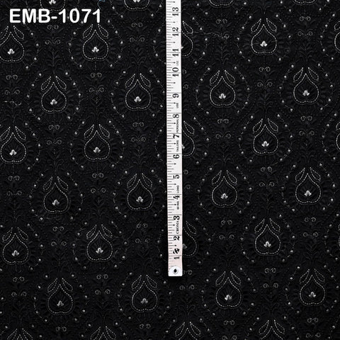 Black and Silver Indian Embroidery Fabric by the Yard – Viscose Dupioni for Costumes, Crafts