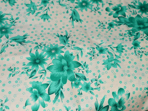 Floral print on white cotton fabric, Sewing Fabric, by the yard Fabric, vegetable dye fabric, handmade fabric