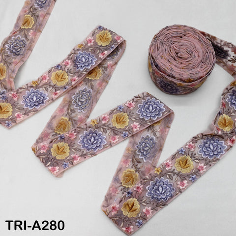 9 Yard Floral Embroidery Ribbon 65mm Dog Collar Tote Bags, Lampshades Theatrical Costumes Crafting Holidays Wreaths Decor Indian Embroidered
