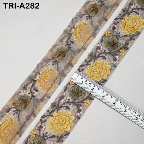 9 Yard Floral Embroidery Ribbon 65mm Dog Collar Tote Bags, Lampshades Theatrical Costumes Crafting Holidays Wreaths Decor Indian Embroidered