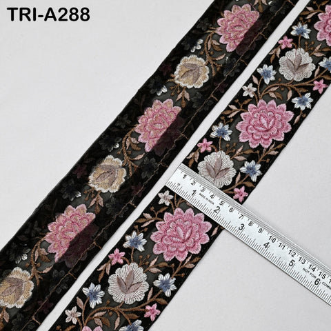 9 Yard Floral Embroidery Ribbon 65mm Dog Collar Tote Bags, Lampshades Theatrical Costumes Crafting Holidays Wreaths Decor Indian Embroidered