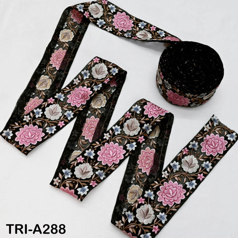 9 Yard Floral Embroidery Ribbon 65mm Dog Collar Tote Bags, Lampshades Theatrical Costumes Crafting Holidays Wreaths Decor Indian Embroidered