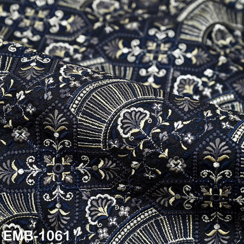 Embroidered Fabric Sewing DIY Crafting by the yard Indian Embroidery Wedding Dress Costumes Dolls Bags Cushion Covers Table Runners Blouses
