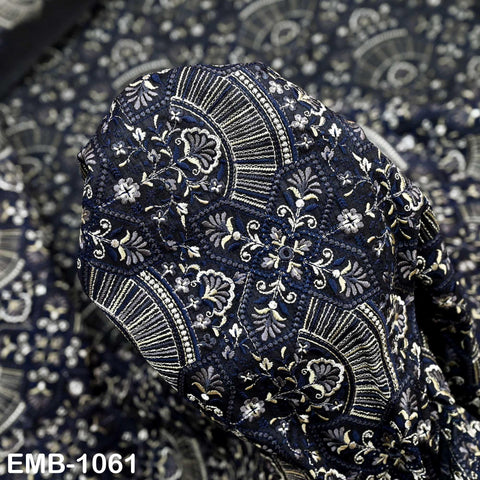 Embroidered Fabric Sewing DIY Crafting by the yard Indian Embroidery Wedding Dress Costumes Dolls Bags Cushion Covers Table Runners Blouses