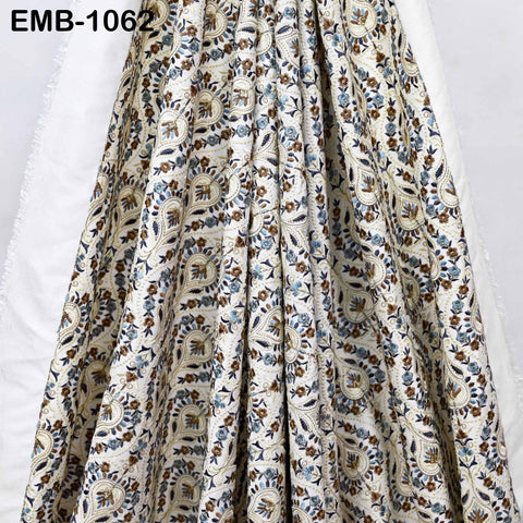 Indian Embroidery Fabric by the yard Embroidered Wedding Costumes Fabric Regency Reticules Victorian Handbags Marie Antoinette Junk Journals