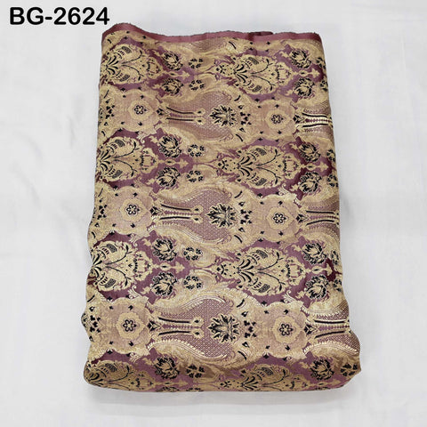 Mauve Banarasi Brocade Fabric by Yard, Blended Silk Dress Material, Sewing, Home Décor