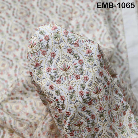 Indian Embroidery Fabric by the yard Embroidered Wedding Costumes Fabric Regency Reticules Victorian Handbags Marie Antoinette Junk Journals