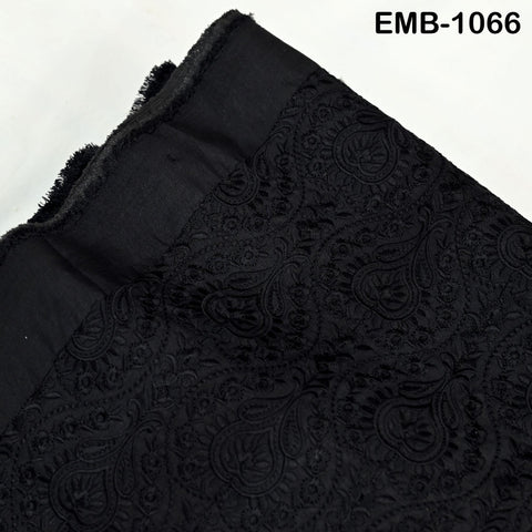 Black Indian Embroidery Fabric by the Yard – Viscose Dupioni for Costumes, Crafts