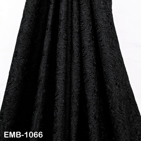Black Indian Embroidery Fabric by the Yard – Viscose Dupioni for Costumes, Crafts