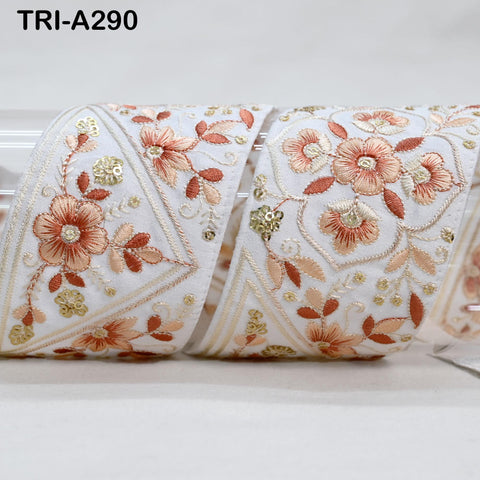 9 Yard White Embroidery Ribbons 6cm Indian Sari Border Embroidered Crafting Sewing Tablecloth Lampshade making Home Decor Costumes Trimming