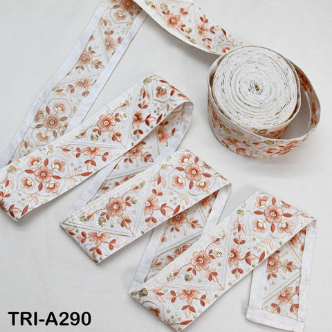 9 Yard White Embroidery Ribbons 6cm Indian Sari Border Embroidered Crafting Sewing Tablecloth Lampshade making Home Decor Costumes Trimming