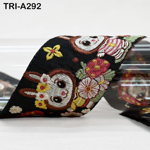 9-Yard Indian Embroidered Labubu Trim Embellishment Border Embroidery Saree Ribbon Cushions Home Décor Sewing Costumes Trimmings 75mm