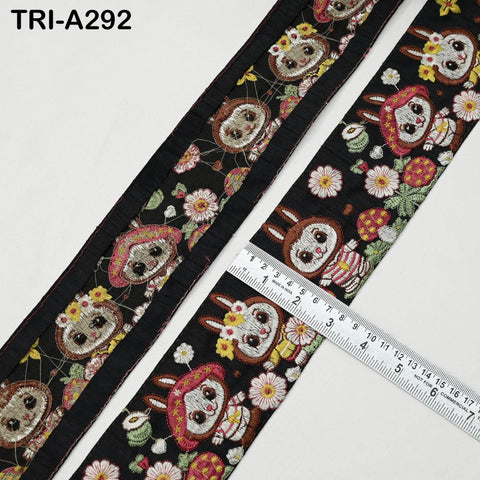 9-Yard Indian Embroidered Labubu Trim Embellishment Border Embroidery Saree Ribbon Cushions Home Décor Sewing Costumes Trimmings 75mm