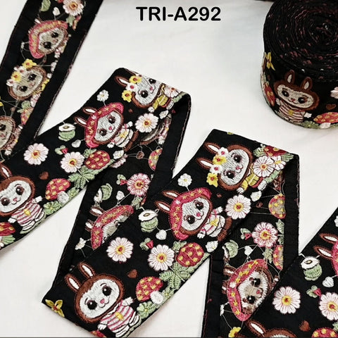9-Yard Indian Embroidered Labubu Trim Embellishment Border Embroidery Saree Ribbon Cushions Home Décor Sewing Costumes Trimmings 75mm