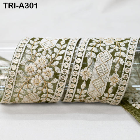 9 Yard Embroidery Fabric 6CM Trim Dresses Sewing Indian Embellishments DIY Crafting Wear Saree Sari Border Embroidered Ribbon Dress Costumes