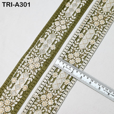 9 Yard Embroidery Fabric 6CM Trim Dresses Sewing Indian Embellishments DIY Crafting Wear Saree Sari Border Embroidered Ribbon Dress Costumes
