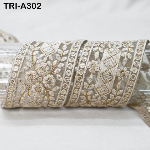 9 Yard Embroidery Fabric 6CM Trim Dresses Sewing Indian Embellishments DIY Crafting Wear Saree Sari Border Embroidered Ribbon Dress Costumes