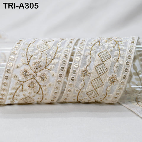 9 Yard Embroidery Fabric 6cm Trim Dresses Sewing Indian Embellishments DIY Crafting Wear Saree Sari Border Embroidered Ribbon Dress Costumes