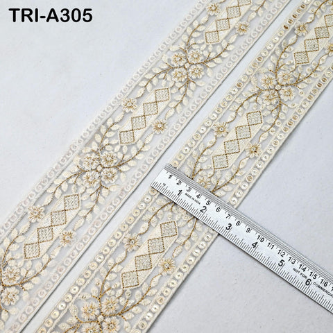 9 Yard Embroidery Fabric 6cm Trim Dresses Sewing Indian Embellishments DIY Crafting Wear Saree Sari Border Embroidered Ribbon Dress Costumes