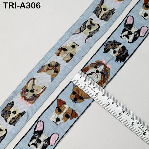 Grey Embroidery Trim, Dog Faces, Victorian Handbags, Journal Decor, 2 Inch Wide