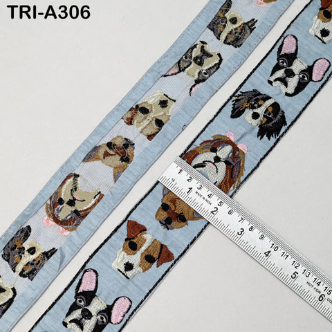 Grey Embroidery Trim, Dog Faces, Victorian Handbags, Journal Decor, 2 Inch Wide