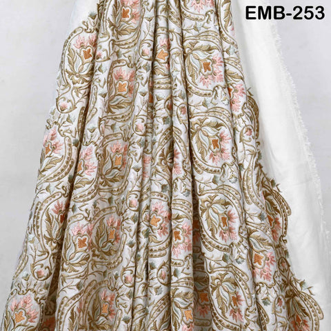 Embroidered Fabric by the yard Sewing DIY Crafting Indian Embroidery Wedding Dress Costumes Dolls Bags Cushion Covers Table Runners Blouses