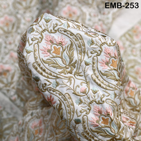 Embroidered Fabric by the yard Sewing DIY Crafting Indian Embroidery Wedding Dress Costumes Dolls Bags Cushion Covers Table Runners Blouses