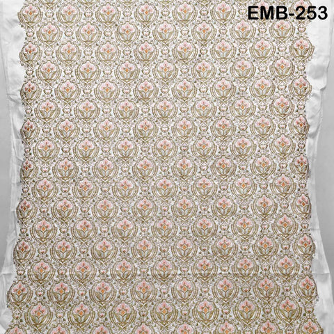 Embroidered Fabric by the yard Sewing DIY Crafting Indian Embroidery Wedding Dress Costumes Dolls Bags Cushion Covers Table Runners Blouses