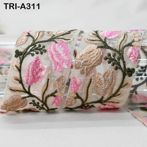 9 Yard Floral Embroidered Trim: Sewing Sari Border Ribbon Dresses Decor Saree Sari Border Embroidery DIY Crafting Wear Saree Sari Border